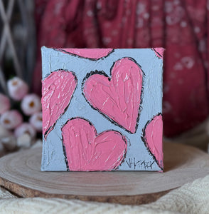 Jill Harper 5" Pink Hearts Canvas Art