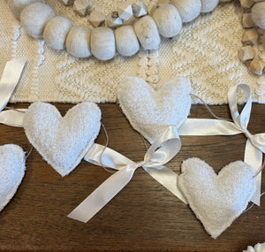 Handmade Terry Cloth Hearts & Bows Bunting