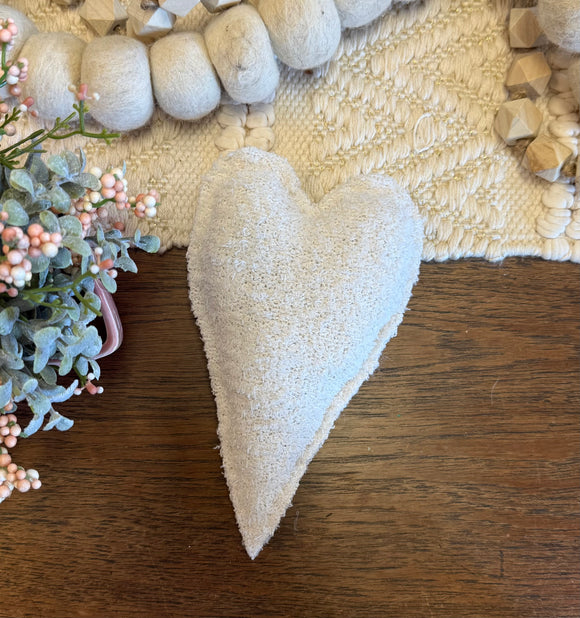 Handmade Tall Heart-Shaped French Terry Cloth Mini Pillow