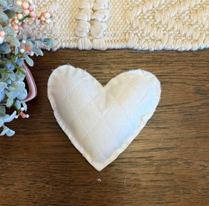 Handmade Heart-Shaped Quilted Fabric Mini Pillow