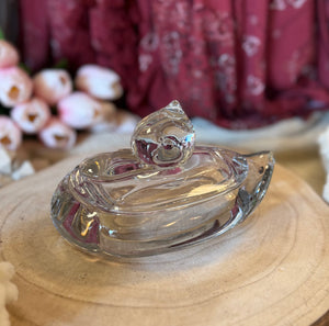 Vintage Duncan Miller Glass Duck Nesting Dish