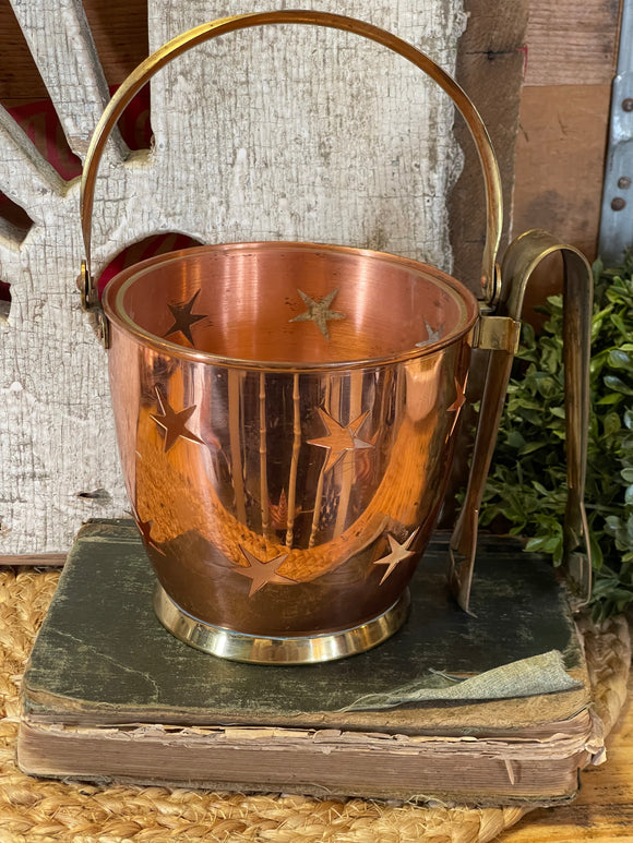 Vintage Copper and Brass Ice Bucket with Star Detail