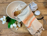Hand Woven Striped Tea Towel Orange Chevron