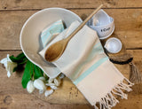 Hand Woven Striped Tea Towel Teal