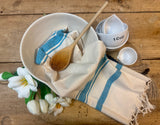Hand Woven Striped Tea Towel Royal Blue