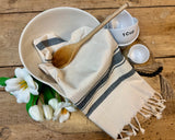 Hand Woven Striped Tea Towel Royal Black