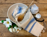 Hand Woven Striped Tea Towel Blue