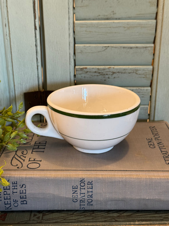 Vintage Green Stripe Walker China Restaurant Ware Tea Cup