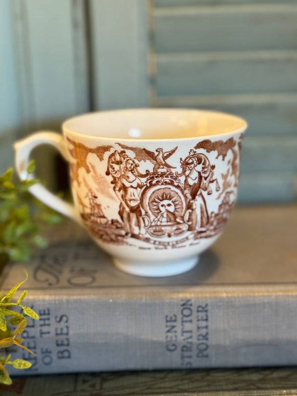 Antique Sailor's Farewell New York State Seal Transferware Tea Cup England