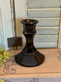 Pair of Vintage Black Glass Candlestick Holders