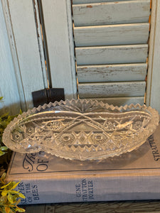 Vintage Glass Etched Dish