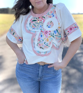 Floral Patch Puff Sleeve Top