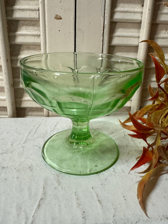 Vintage Uranium Glass Ice Cream Bowl