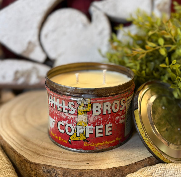 Coffee Soy Candle in Vintage Hills Bros Coffee Tin