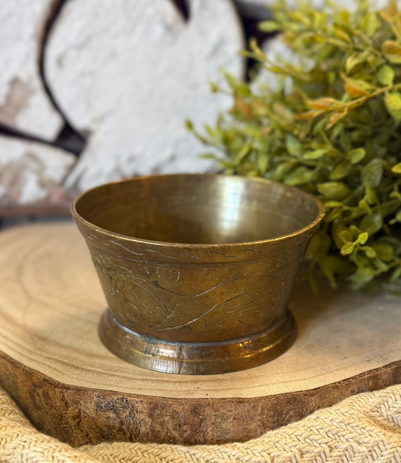 Vintage Hand-Etched Brass Dish