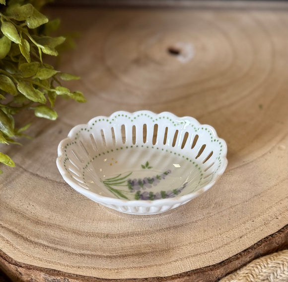 Vintage Floral Porcelain Trinket Dish