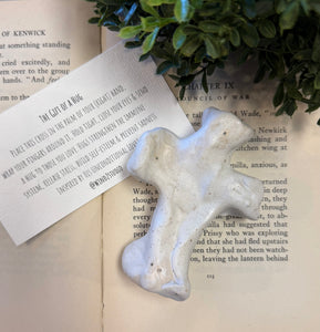 Handmade Medium Matte White Ceramic Prayer Cross