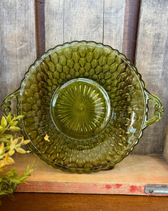 Vintage Green Indiana Honeycomb Dish