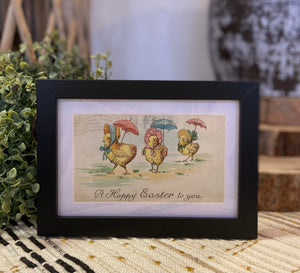 Framed Vintage Happy Easter Postcard