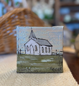 Jill Harper 4" Little Church Canvas Art