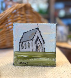 Jill Harper 4" Little Church Canvas Art