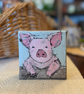 Jill Harper 4" Piglet Portrait Canvas Art