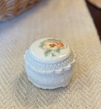 Vintage Porcelain Floral Ring Dish w/ Lid