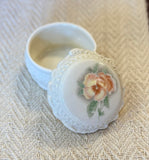Vintage Porcelain Floral Ring Dish w/ Lid