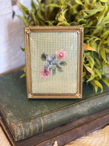 Small Vintage Mint Needlework Floral