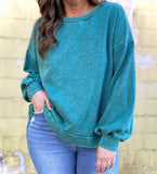 Teal Tattered Pullover