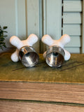 Vintage Hot and Cold  Ceramic and Metal Faucet Handles