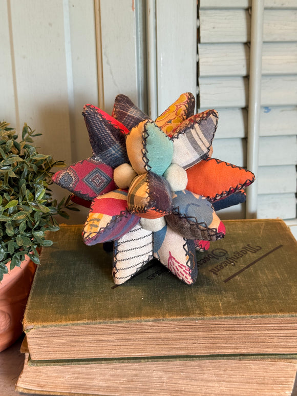 Vintage Folk Art Fabric Moravian Star Pincushion