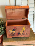 Vintage Nevco Recipes Box with Chickens Made in Japan