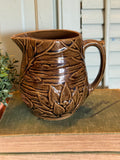 Vintage McCoy Brown Water Lily Pitcher