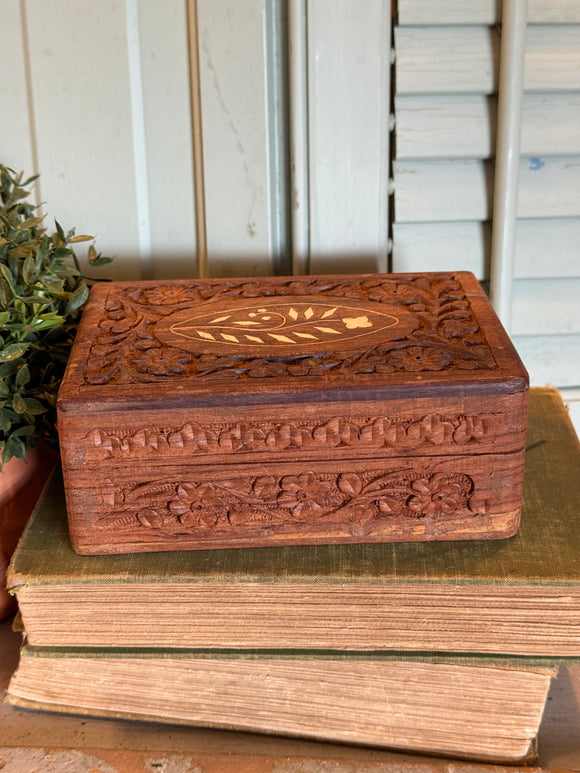 Vintage Carved Brown Box