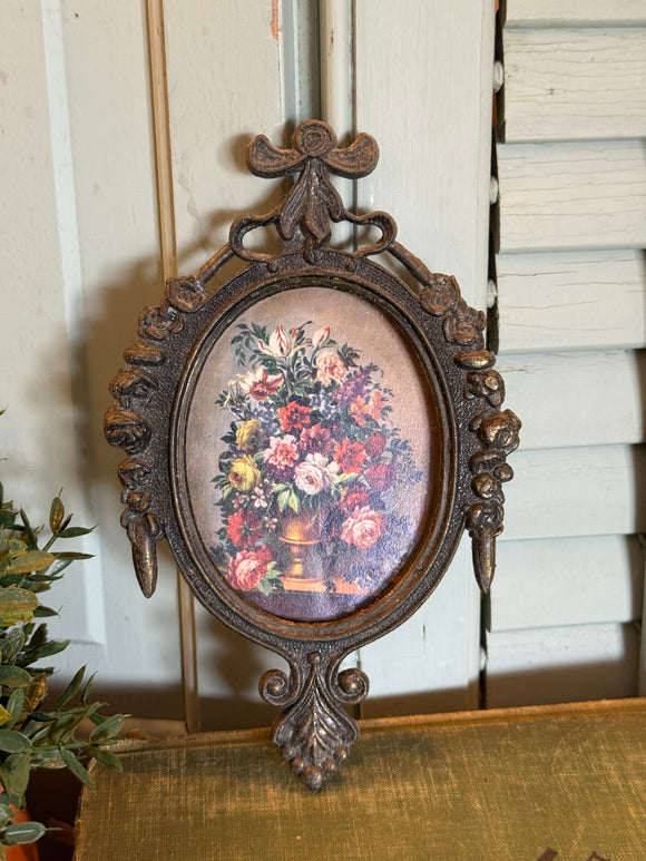 Vintage Victorian Frame with Floral Print Made in Italy