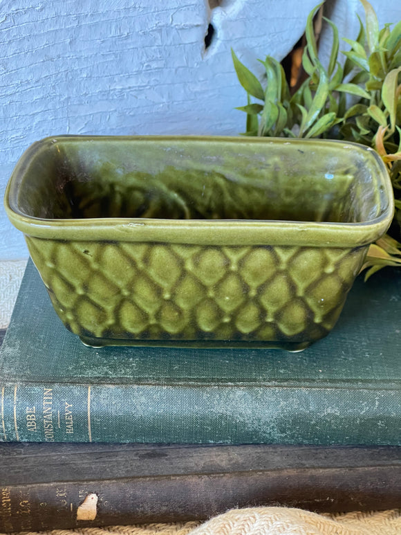 Vintage Green USA Pottery Planter