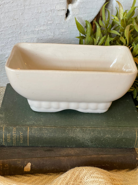 Vintage White Pottery Planter