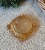 Vintage MCM Floragold Etched Carnival Glass Ashtray