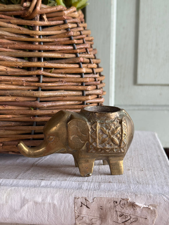 Vintage Brass Elephant Toothpick/Candle Holder