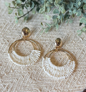 Boho Ivory Raffia Hoops