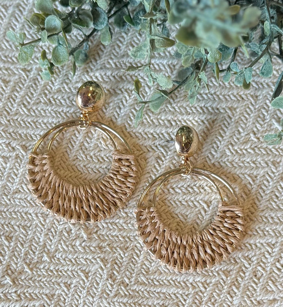 Boho Toasted Raffia Hoops