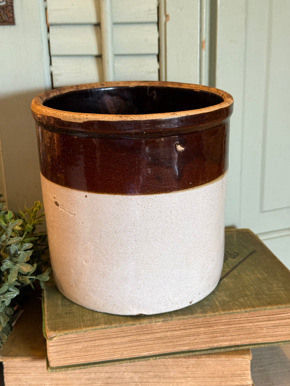 Vintage Brown and Cream Crock