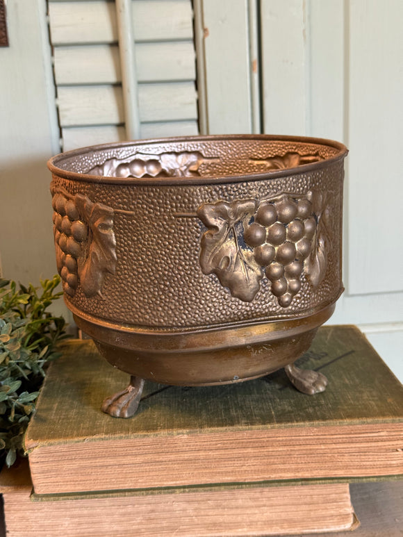 Vintage Footed Brass Planter Made in England