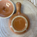 Vintage USA Made Pottery Bowl w/ Handle & Lid
