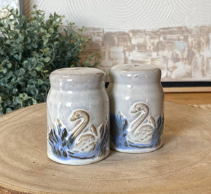 Vintage Ceramic Salt & Pepper Shaker Set w/ Swan