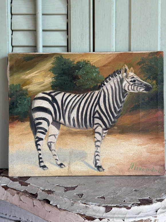 Vintage Zebra Painting