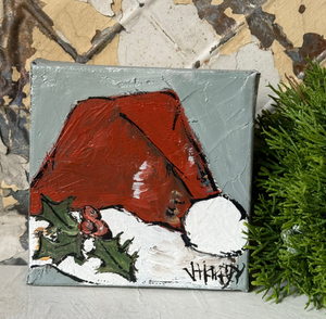 Jill Harper 5" Santa's Hat Canvas Art