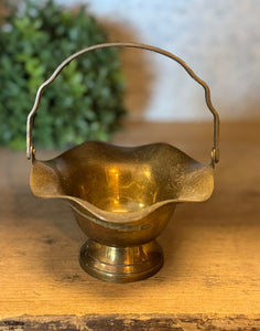 Vintage Brass Basket w/ Handle