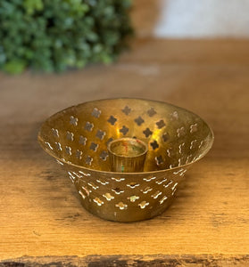 Vintage Brass Cutout Taper Holder Votive